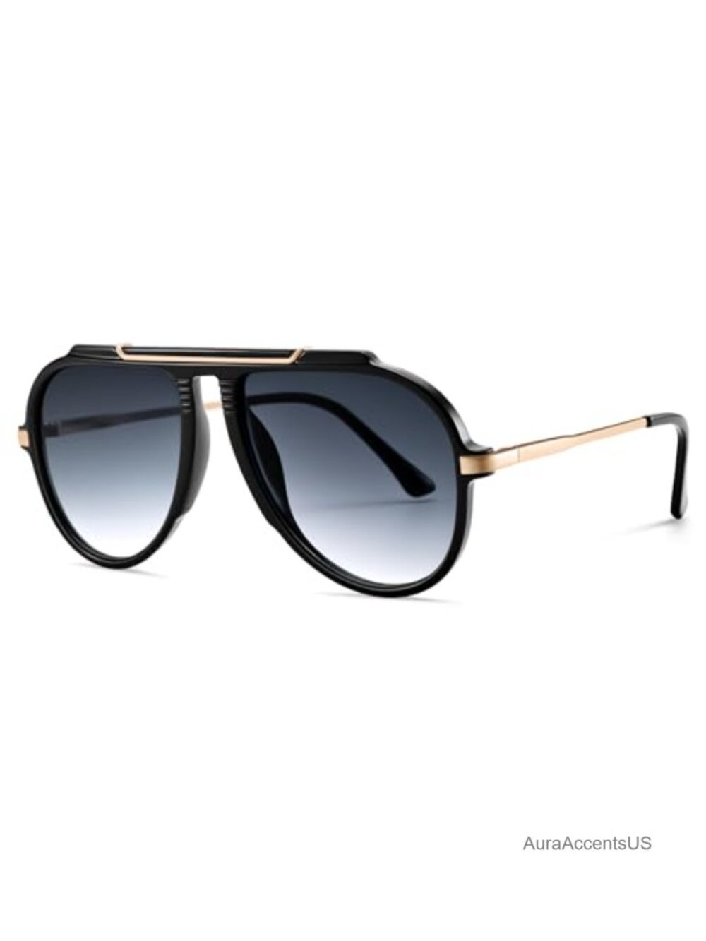 Oversized Aviator Sunglasses Women Men Retro 70s Gold Metal Square UV400